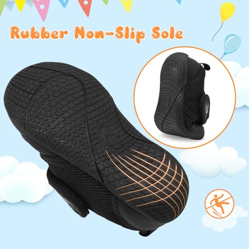 FEETCITY Baby First Walking Shoes Baby Shoes Boys Girls Newborn Crib Shoe Anti-Slip Toddler Sneakers Black3