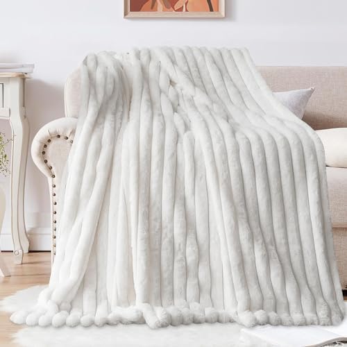 SHANNA Soft Warm Rabbit Plush Fleece Blankets Thick 1000 GSM Throws for Sofa Large Fluffy Versatile Blanket Bed Throw for Bedroom, Couch, Travel, Kids, Camping (Pink, 100 * 160cm)