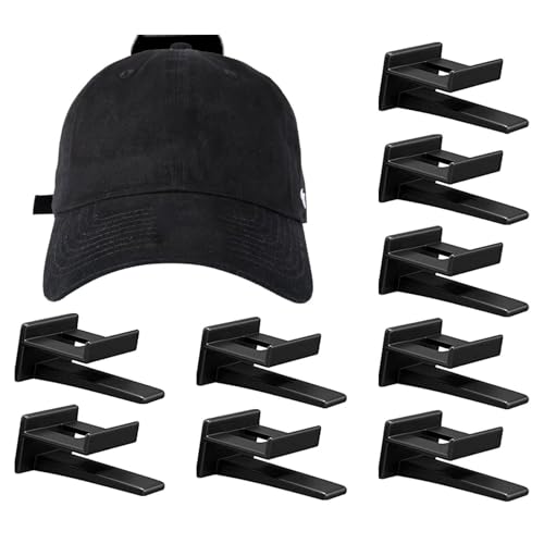 Portacabros de pared, perchero de pared, ganchos para sombreros adhesivos de 10 piezas, sin perforación, organizador de sombreros | Expositor de sombreros para colgar sombreros, sin rastros