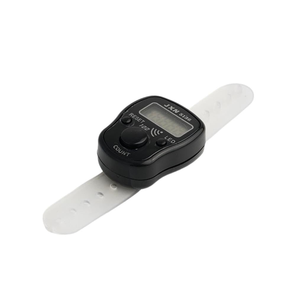 Tkerinse Black Electronic Finger Counter, Led Digital Electronic Tally Counter, Digit Display Tasbeeh Tasbih Hand Tally Counter Counting For Knitting Crochet Lap Golf Muslims Pray Counting