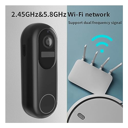 Sonnette vidéo intelligente sans fil 1080p, 2,4 GHz/5 GHz, Wi-Fi, étanche, vision nocturne, interphone intelligent pour la maison