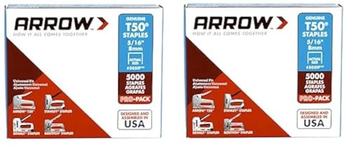 Arrow Fastener 505IP Genuine T50 5/16-Inch Staples, 5,000-Pack (Pack of 2) – Heavy-Duty Galvanized Steel Staples for Upholstery, Construction, and Crafts