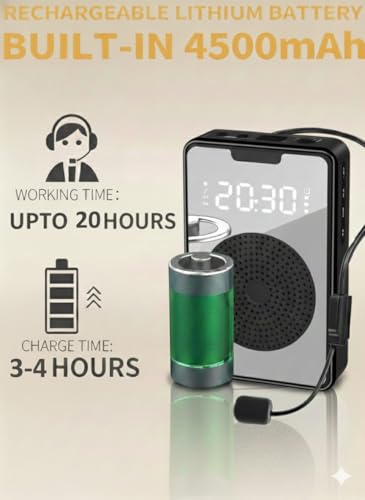 Image of Cason Wireless Voice Amplifier for Teachers with Mic for Teaching in Classroom with FM Radio & Magnetic Lavalier,16H Battery, Bluetooth Collar Mic with Speaker for Tour Guides, Meetings