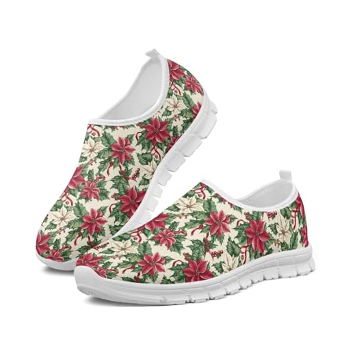 Image of Floral Sneakers for Women Colorful Art Shoes for Women Slip On Casual Work Shoes