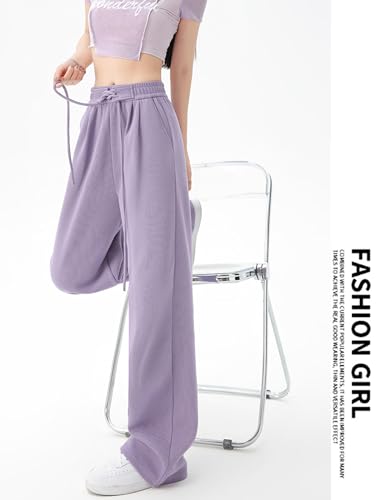 Kiench Girls' High Waisted Sweatpants Wide Leg Joggers Pants with Pockets2