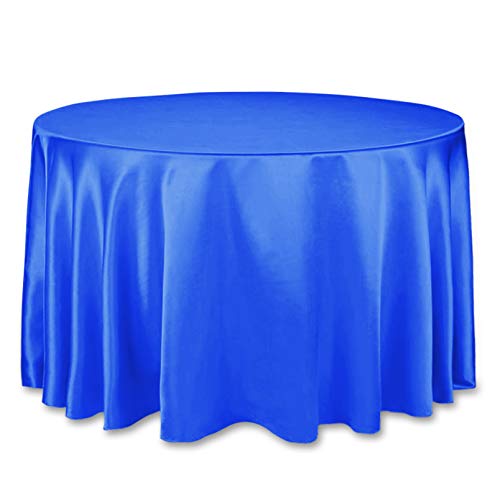 LinenTablecloth 108-Inch Round Satin Tablecloth Royal Blue