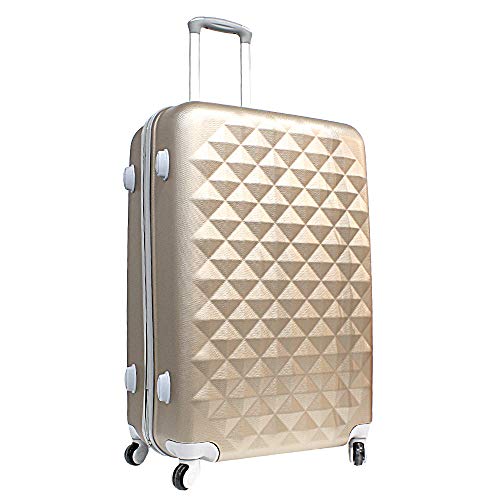 Alexander 28'' ABS Maleta de Viaje Equipaje Avión Grande 73.5*46*29 cm Capacidad 95L Estructura Rígida Ligera Impermeable con Cerradura Asa Telescópica 4 Ruedas Giratorias (Dorado, L: 28'')1302DR-L