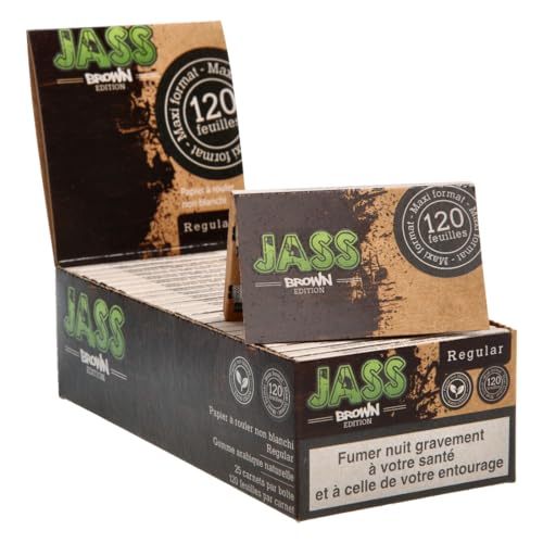 Jass Brown Edition Feuilles à Rouler Regular, Papier Non Blanchi Naturel, 120 Feuilles par Carnet, 25 Carnets