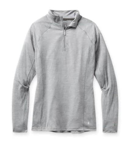 Smartwool Women's Classic All-Season Merino Base Layer 1/4 Zip, Light Gray Heather, Small #TOP5