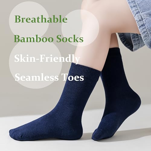 Marchare Boys Girls Seamless Crew Socks Soft School Dress Socks Uniform Calf Socks Black White Navy4