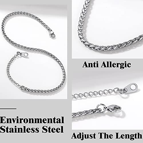 Richsteel Stevige Cubaans/Figaro/Tarwe Ketting Enkelarmband voor Vrouwen Meisjes, Roestvrij Staal/Zwart/Verguld Enkelbandje Sieraden, Kettinglengte 8,5-9 Inch, Wordt geleverd met Geschenkdoos - Afbeelding 3