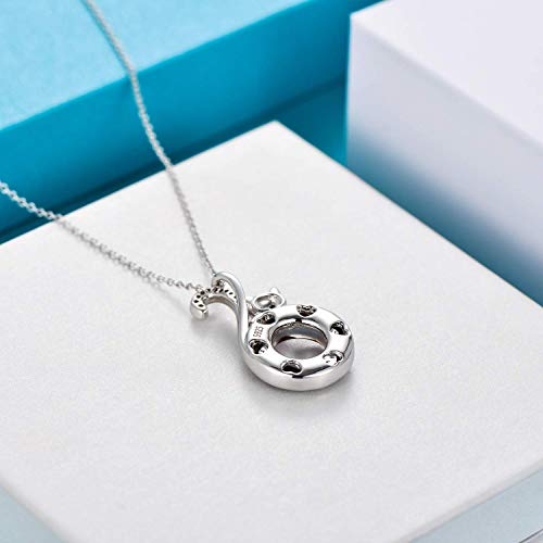 Aoboco Cat Necklace Sterling Silver Kitty Pendant Embellished With Circle Crystals From Austria, Cat Gifts For Cat Lovers, Anniversary Birthday Cat Jewelry For Daughter Girlfriend Wife Mom(Volcano) #TOP2