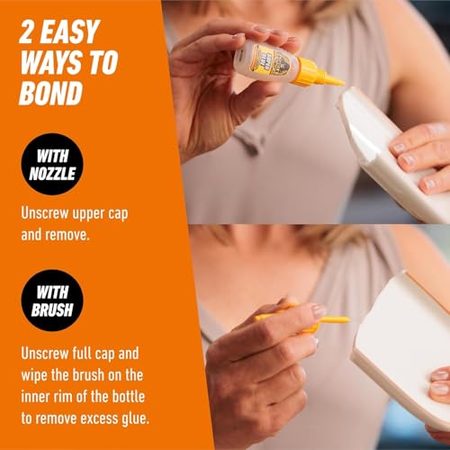 Gorilla Super Glue 2-in-1 Brush & Nozzle, 12g – All Purpose, Fast Setting, Dual Application with Anti-Clog Cap | Ideal for Metal, Ceramics, Leather & More - Image 5