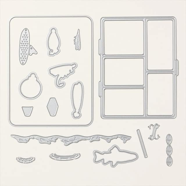 Inglés Alemán Gone - Sellos de pesca y corte para el día del padre, tarjetas de álbumes de recortes, troquelados, diseño de cortes, saludos,