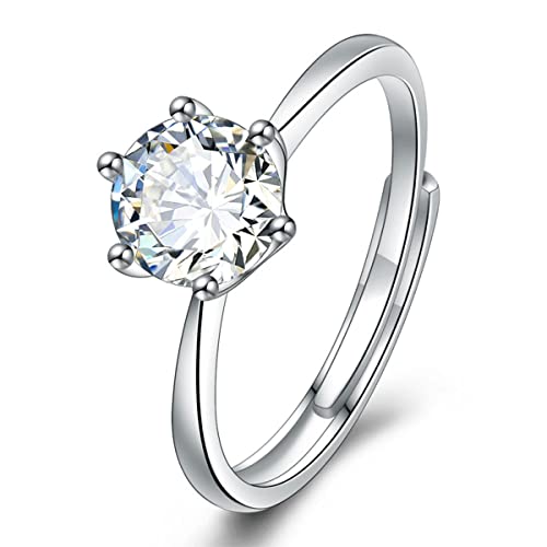Anillos Plata de Ley 925 para Mujer Anillo Circonita Ajustables Mujer Anillos Compromiso Boda Alianzas Aniversario Anillos CZ Plata 925 Mujer Anillos Regalo Aniversario Joyería Anillos Mujer Plata