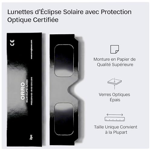 Lunettes éclipse solaire ORRO pack de 50 protection oculaire certifiée éclipse 2026 - 4