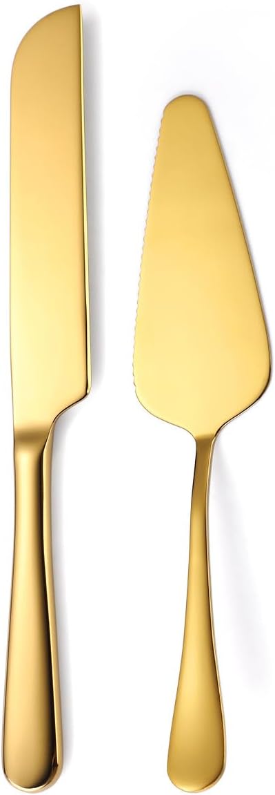 Silverware Flatware Cutlery Set, Pizza Bread Cake Knife Shovel Home Kitchen Stainless Steel Dessert Cutlery Set，Rose Gold-10Set