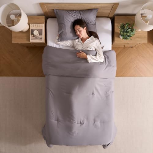 Nestl Twin XL Size 2 Piece Solid Comforter Set – Grey by Nestl - Used condition - Image 3