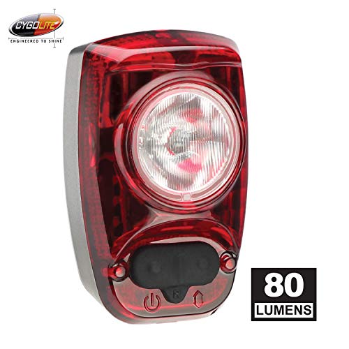 Cygolite Hotshot Pro– 80 Lumen Bike Tail Light – 6 Night & Daytime Modes– User Adjustable Flash Speeds- Compact Design– IP64 Water Resistant–Secured Hard Mount–USB Rechargeable–Great for Busy Roads