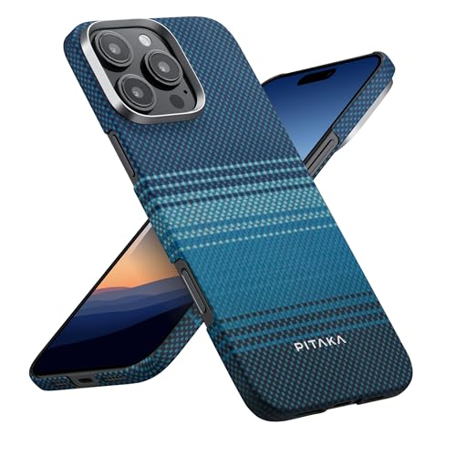 pitaka Funda para iPhone 16 Pro Max compatible con MagSafe, funda delgada y ligera para iPhone 16 Pro Max con una sensación sin funda, tejido de fibra de aramida 1500D [tejido táctil-Moonrise]