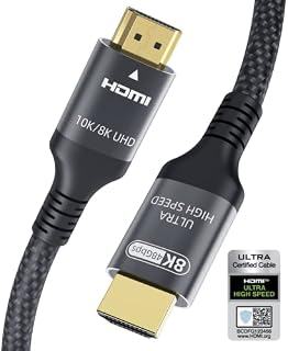 HDMI 2.1 Cable 8k 2m, Certified 48Gbps Ultra High Speed HDMI Cable 4k 120Hz 144Hz 10k 8k 60Hz 4: 4: 4 eARC DTS: X Dolby Atmos HDR10 + Compatible with Samsung Sony LG Roku TCL TV Apple TV + PS5 Xbox PC