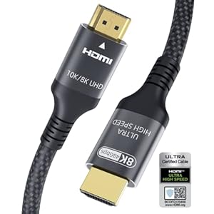 HDMI 2.1 Kabel 8k 3m, Gecertificeerde 48Gbps Ultra High Speed HDMI Kabel 4k 120Hz 144Hz 10k 8k 60Hz 4:4:4 eARC DTS: X Dolby Atmos HDR10+ Compatibel met Samsung Sony LG Roku TCL Apple TV + PS5 Xbox PC