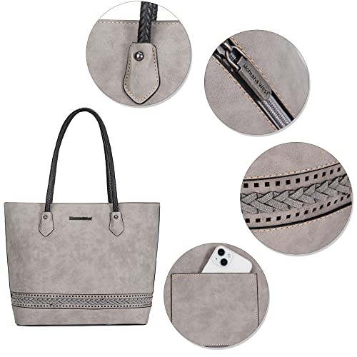 Image of Montana West Woven Tote Bags for Women Purses and Handbags with Back Zipper Pocket