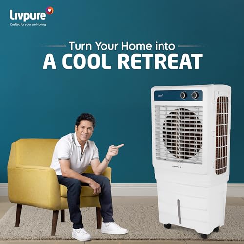 Image of Livpure Aerofrost Neo 90L Desert Air Cooler, White, Adjustable Speed, Ice Chamber, 5 Castor Wheels, Water Level Indicator, Works on Inverter