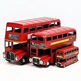 Classic London DoubleGerritDecker Bus Model Handmade Wrought Iron Model Zakka Vintage Handicraft Ornaments