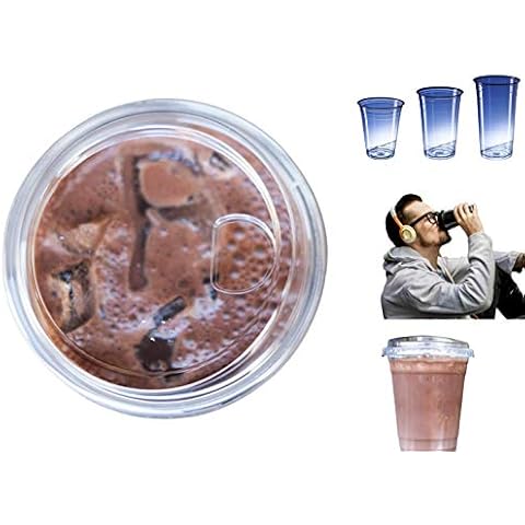 AIOS Reusable PET Recyclable Takeaway Cups with Sip-through lids. Pk50. 500ml/16oz. For drinks on the move / fits most car holders. Suitable for hot & cold drinks Cover