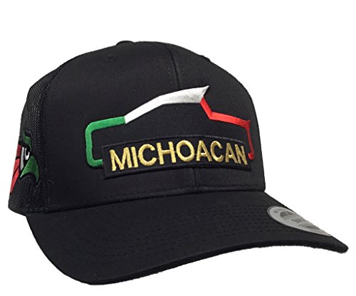 Michoacan Troca 2 Logos 3 Color Guila a lado derecho Hat Black Mesh