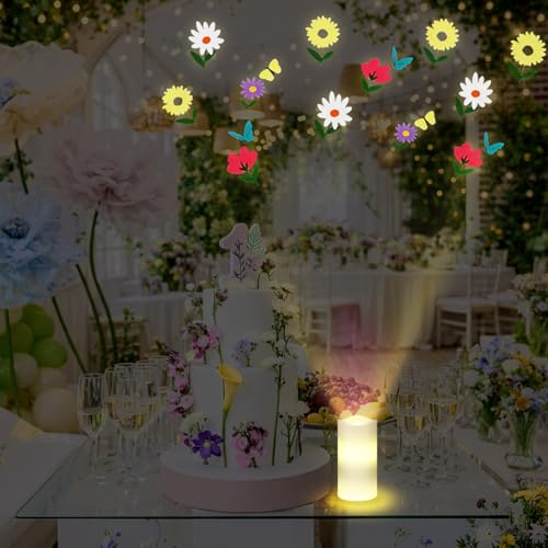 Image of Baquler Beach Flameless Candle Coastal Decor Projector Light Seashell Ocean LED Candle Battery Operated Night Light with Remote Timer Bedroom Last Toast on The Coast Wedding Summer Gift(Wildflower)