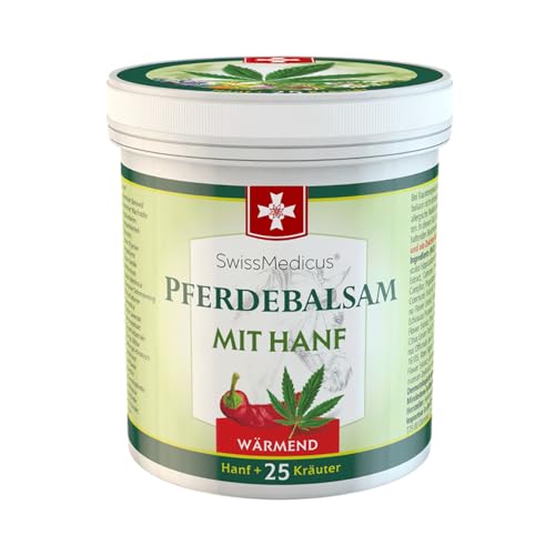 SwissMedicus Pferdebalsam mit Hanf - Wärmende Wirkung für Muskeln & Gelenke - Alltäglicher Gebrauch - Geeignet für Muskeln, Knie, Gelenke, 250 ml