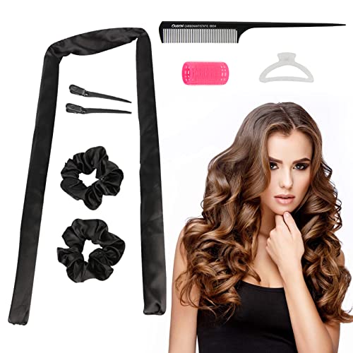 PALAMELA Heatless Curling Rod Headband, Tiktok Heatless Curls Ribbon, Heatless Hair Curler, Overnight Soft Curls Roller for Women Girls Long Hair Natural Curly Hair (Black)