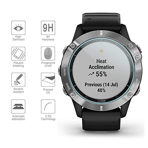 Suoman 3-Pack for Garmin Fenix 6 Screen Protector Tempered Glass for Garmin Fenix 6/6 Pro / 6 Sapphire / 6 Pro Solar, [Anti-Scratch] (Do Not Fit for Fenix 6S/6X)