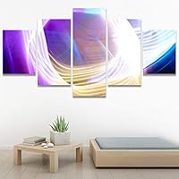 SIGNWIN 5 Panel Canvas Wall Art Abstract Closeup Colorful Digital Art Lights for Home Decorations Ready to Hang - 60