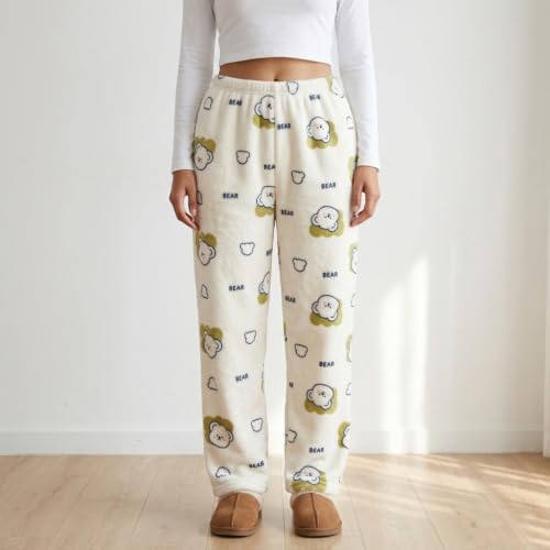 Image of SANNIDHI Anime Pajamas Pants Women's Girls Cartoon Cat All Character Kawaii Cat Print Flannel Lounge Sleep Bottoms Christmas Pajama Pants