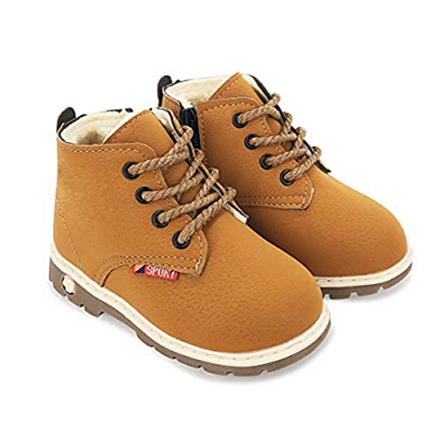 Bebarfer Boys Girls Boots Winter Boot Warm Fur Lined Toddler Shoes Comfortable Outdoor Slip On Hiking Boots(Toddler/Little Kid)(6.5 Toddler, A/Brown With Fur) #TOP3