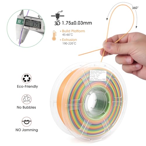 Image of iSANMATE PLA+ Filament 1.75 mm Rainbow Filament, 3D Printer Filament Rainbow PLA, Color Change Filament Dimensional Accuracy + /- 0.03 mm, 1KG Spool [Color Speed Upgrade]