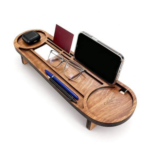 Ships Next Day, Personalized Wood Desk Organizer, Custom Phone &