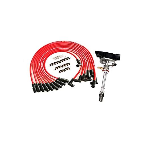 A-Team Performance - Distributor Black Cap EFI VORTEC 1996-2002 and Red Spark Plug Wires Set 2 in 1 Kit - Compatible with Chevy GM Small Block 5.0L 5.7L 305 350 Tahoe C1500 K1500 C2500 K2500