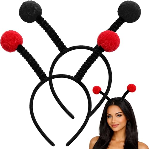 JazSwirl Ladybug Antenna Headband 2 Pcs Halloween Ladybug Headband Adult Antenna Headbands Lady Bug Headbands Adult