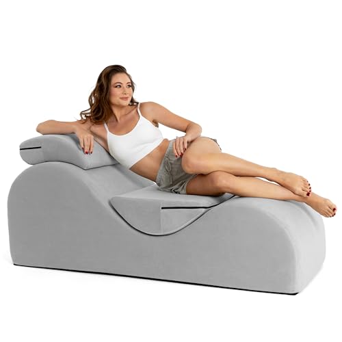 Image of Avana Luvu Lounger - Chaise Lounge Chair for Yoga, Exercise, Massage - High Density Foam - Made in The USA - Light Grey