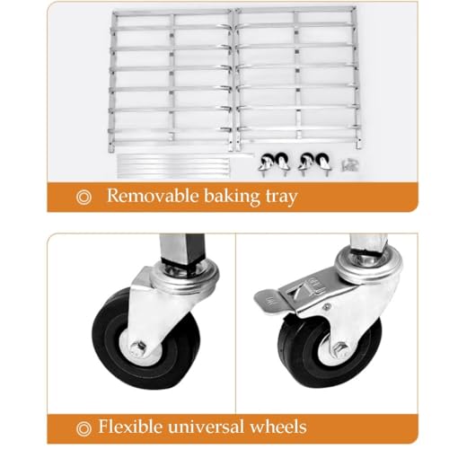 Carrito de acero inoxidable con ruedas – Carrito de bandeja móvil para restaurantes y hoteles – Heavy Du Kitchen Equint para un fácil transporte y Sto
