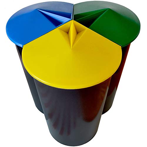 Zanvic Cubo de Reciclaje Resistente con 3 Compartimentos, Negro, Pequeño