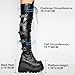 Gothniero Black Platform Boots Over Knee Thigh High Goth Boots for Women Chunky Heel Rave Motorcycle Boots with Buckles Side Zip Lace Boots Size5.5-10
