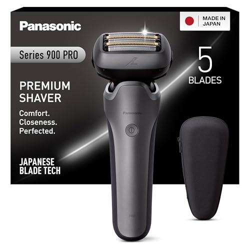 Panasonic ES-L550 Series 900 Afeitadora Eléctrica 5 Cuchillas para Hombre, Carga USB-C, Sensor de Barba Inteligente+, Cabezal Flexible 20D, Afeitado Húmedo & Seco, Recortador, Estuche Viaje