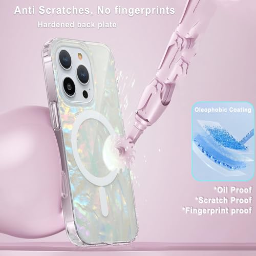 WATEFULL for iPhone 16 Pro MagSafe Iridescent Case Glitter Sparkly, Opal Pearly Bling Magnetic Translucent Bumper Case + 1 Screen 1 Camera Protector for Women Girl iPhone 16 Pro 6.3"(Colorful Cloud) by WATEFULL - Image 3