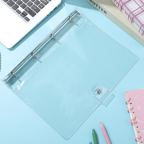 Healeved Transparentes A4 Ringbuch Notebook Cover Aus Kunststoff Mit 4 Ringen Für Büro Und Schule Notizbuch Hülle Schützt Planer Und Dokumente Einfach Zu Öffnender Ringordner Organizer