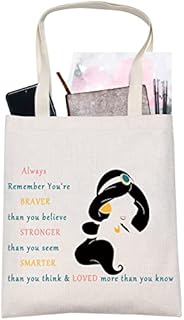 LEVLO Jasmine Princess Cosmetic Make Up Bag Jasmine Fans Gift You Are Braver Stronger Smarter Than You Think Jasmine Zipper Pouch Bag For Women Girls(Jasmine Tote)